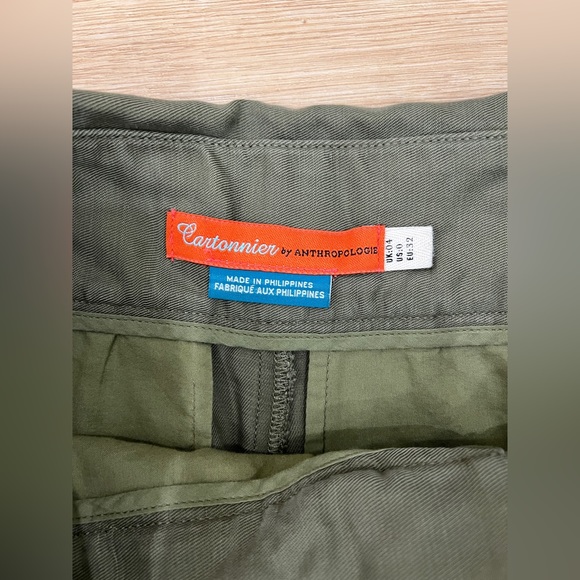 Anthropologie Cartonnier Olive Green Tie Waist Trouser Pants - Size US 0 - Picture 5 of 6